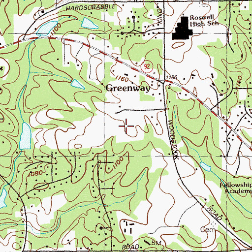 Topographic Map of Qeen of Angels Catholic School, GA