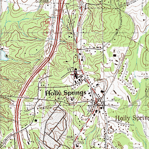 Topographic Map of Crossroads High and Middle School, GA