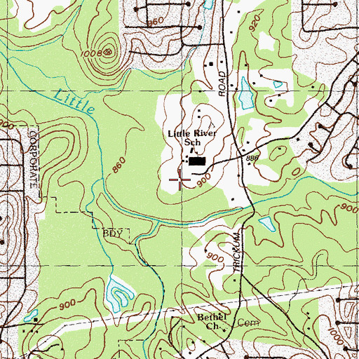 Topographic Map of Mill Creek Middle School, GA