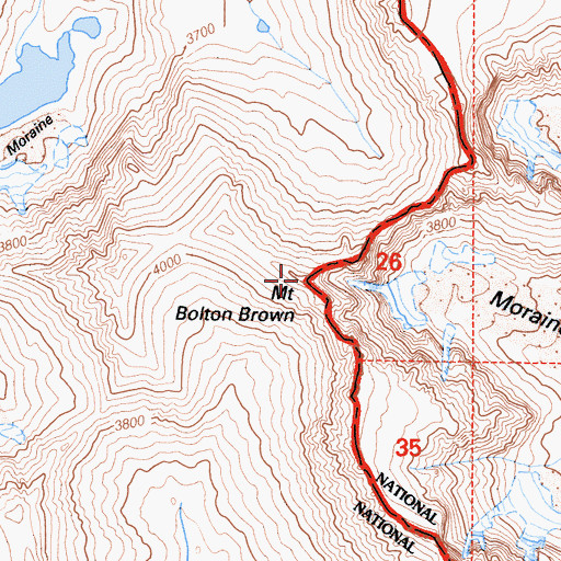 Topographic Map of Mount Bolton Brown, CA