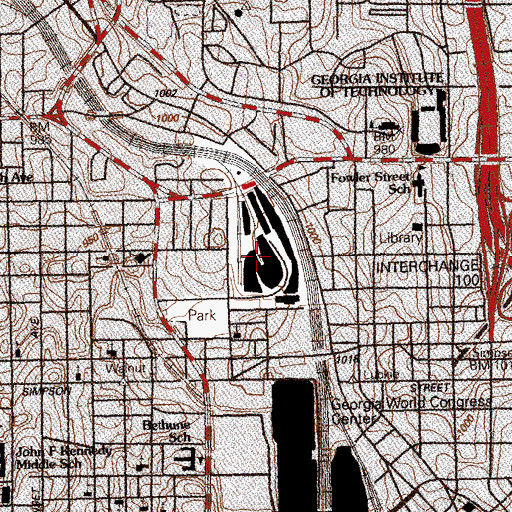 Topographic Map of Bauder College Atlanta Campus, GA