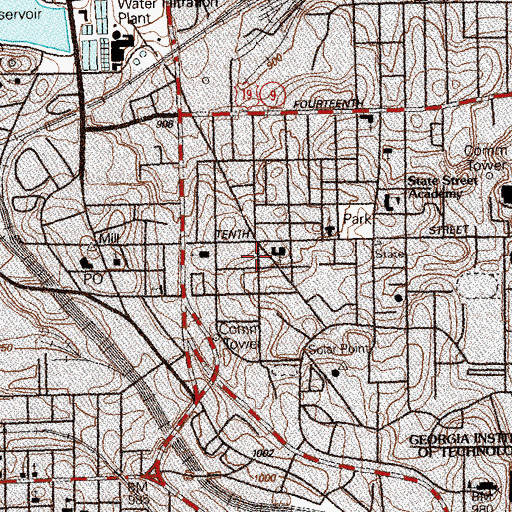 Topographic Map of Institute of Paper Science and Technology, GA