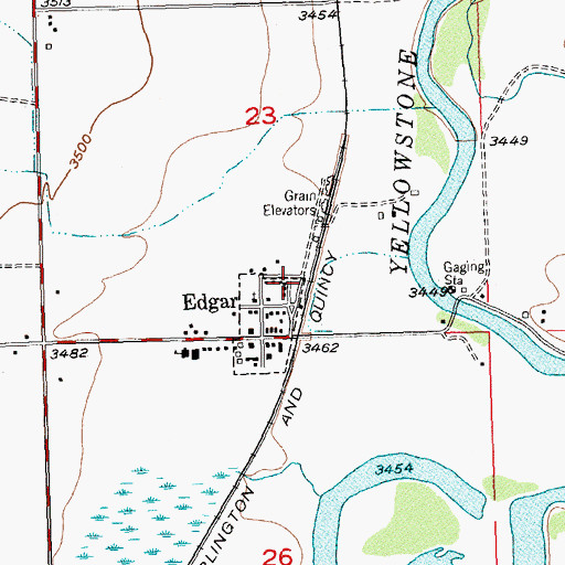 Topographic Map of Edgar Rural Fire District 4, MT