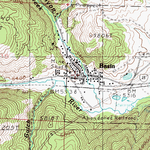 Topographic Map of Basin Rural Fire District, MT