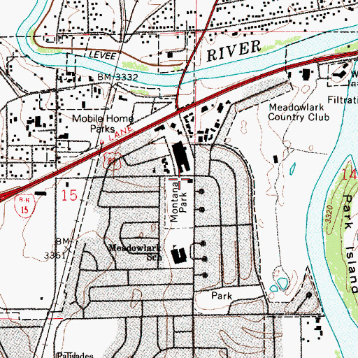 Topographic Map of Great Falls Fire Rescue Station 4, MT