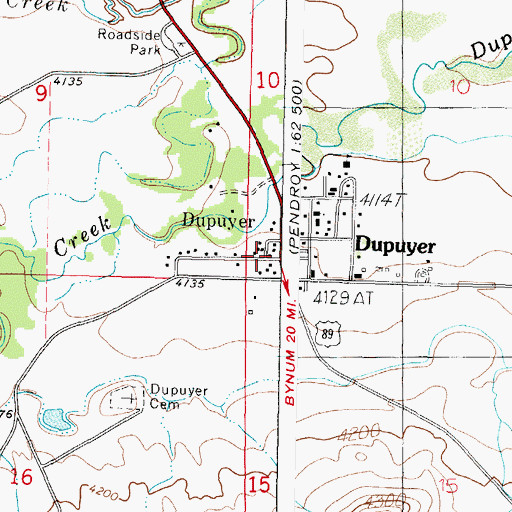 Topographic Map of Dupuyer Volunteer Fire Department, MT