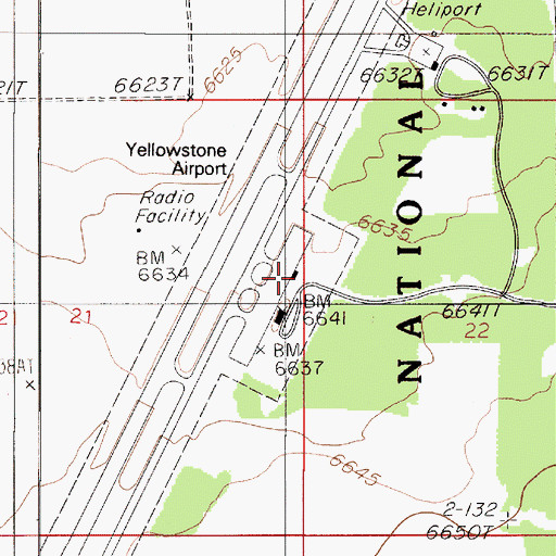 Topographic Map of Yellowstone Airport Crash Fire Rescue, MT