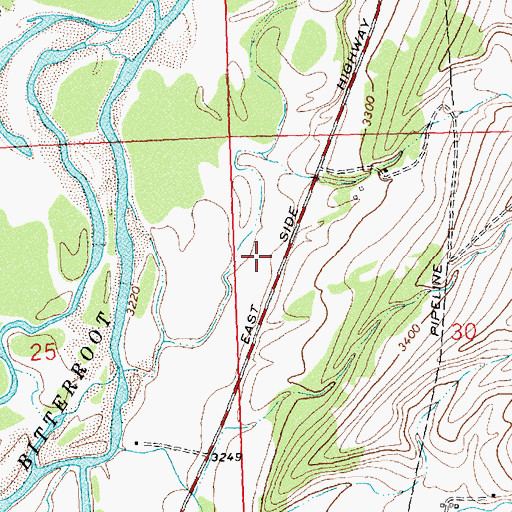 Topographic Map of Three Mile Fire District Station 2, MT