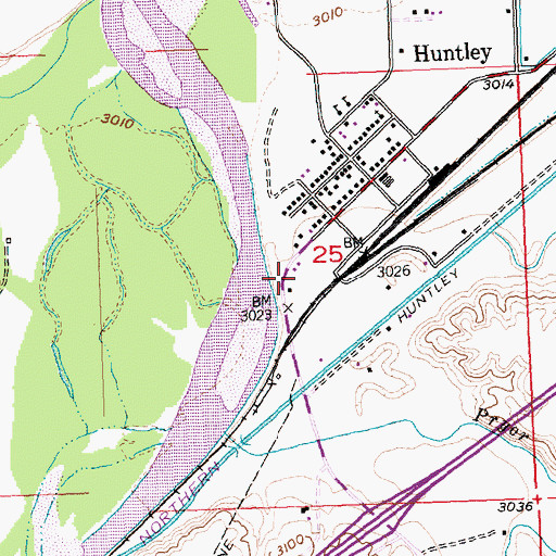 Topographic Map of Worden Volunteer Fire Department Station 2 Huntley, MT