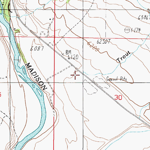 Topographic Map of Madison Valley Rural Fire Department Station 2, MT