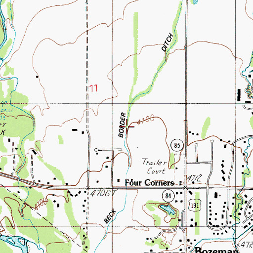 Topographic Map of Central Valley Fire District Station 3, MT