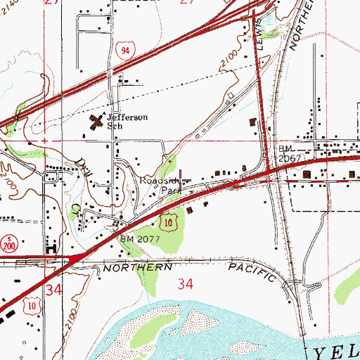 Topographic Map of West Glendive Fire Department, MT