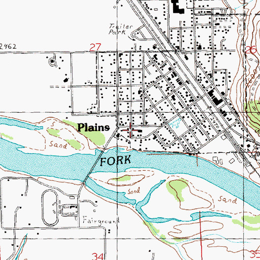 Topographic Map of Plains Volunteer Fire Department, MT