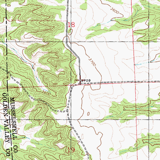 Topographic Map of Dean Creek Community Association Volunteer Fire Department, MT