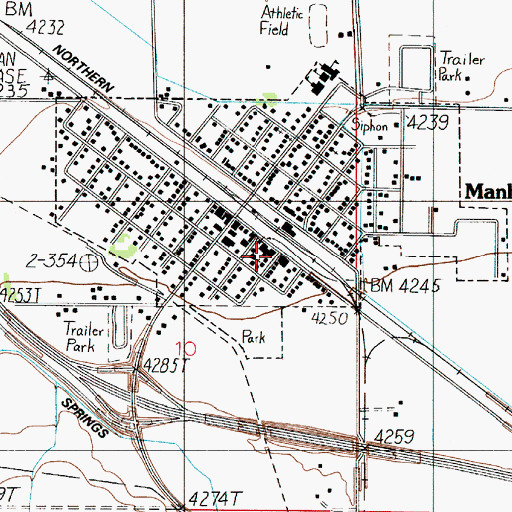 Topographic Map of Manhattan Rural Fire District, MT