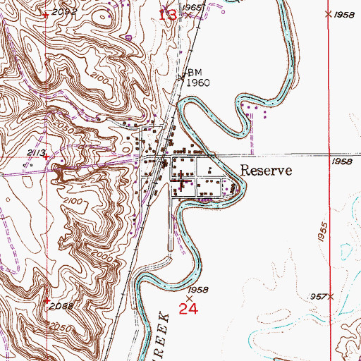 Topographic Map of Medicine Lake Volunteer Fire Department Station 3 Reserve, MT