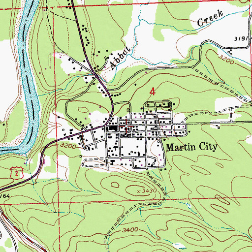 Topographic Map of Martin City Rural Fire Department Station 16 Litz Hall, MT