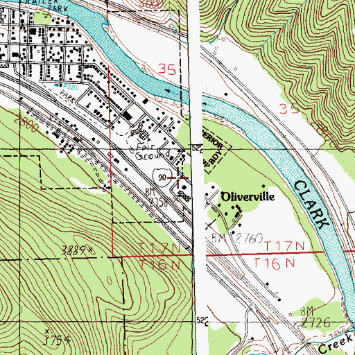 Topographic Map of Superior Volunteer Fire Company, MT