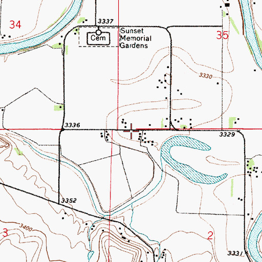 Topographic Map of Vaughn Volunteer Fire Department Manchester Station, MT