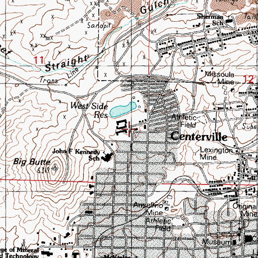 Topographic Map of Big Butte Volunteer Fire Department, MT