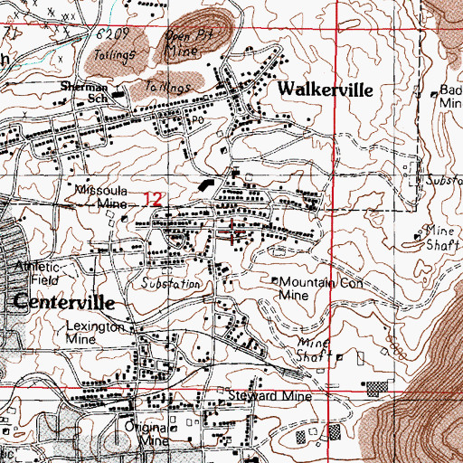 Topographic Map of Centerville Volunteer Fire Department, MT