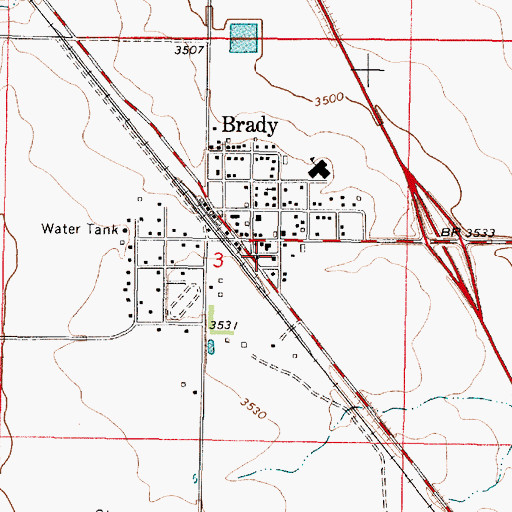 Topographic Map of Brady Volunteer Fire Department, MT