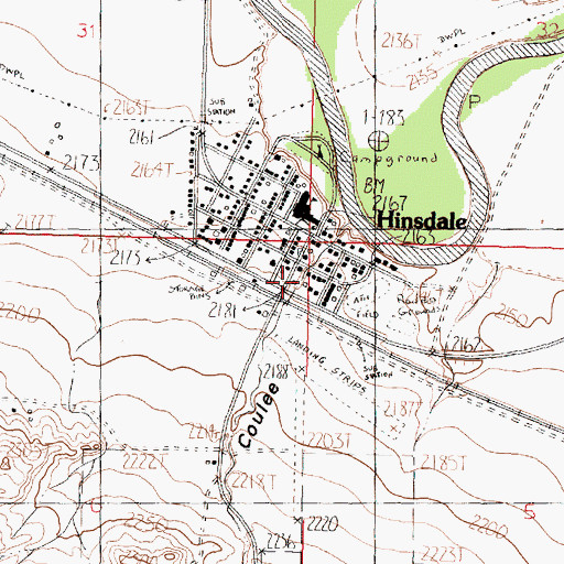 Topographic Map of Hinsdale Volunteer Fire Department, MT