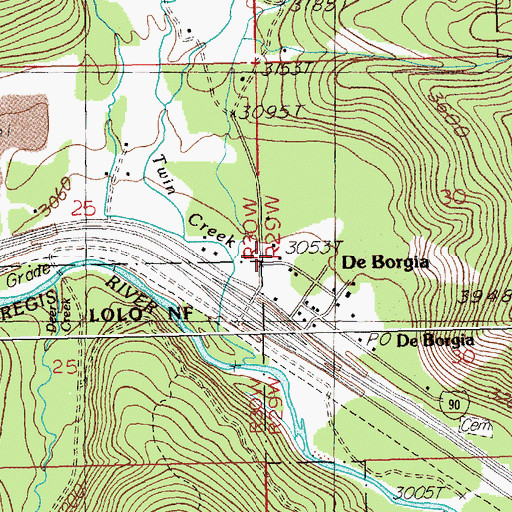 Topographic Map of West End Volunteer Fire Department, MT