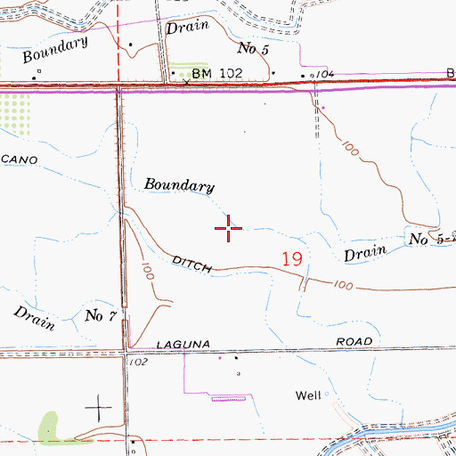 Topographic Map of Boundary Drain Number Five-Two, CA