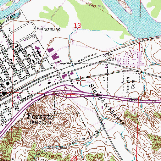 Topographic Map of Rosebud County Fire Department, MT