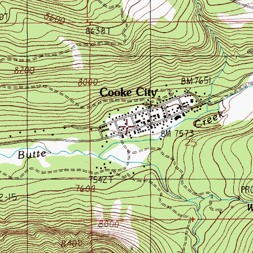 Topographic Map of Cooke City Fire Department, MT