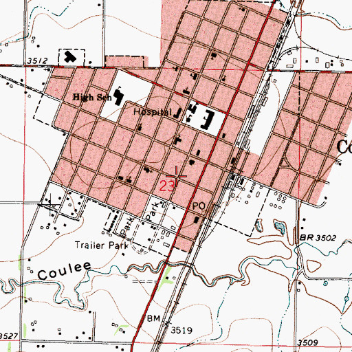 Topographic Map of Pondera County Rural Fire District Station 2, MT