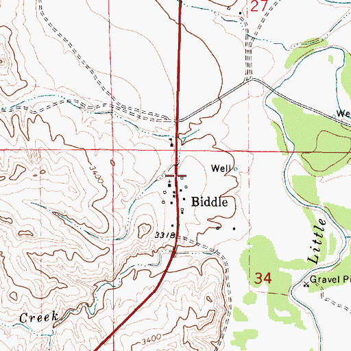 Topographic Map of Biddle Volunteer Fire Department, MT