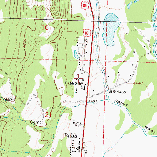 Topographic Map of Babb - Saint Mary Volunteer Fire Department, MT