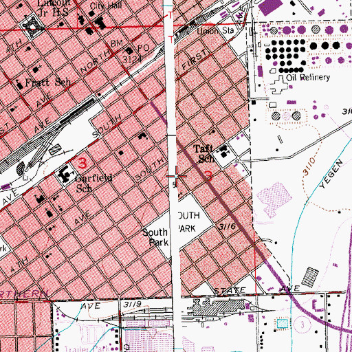 Topographic Map of Billings Fire Department Station 2, MT