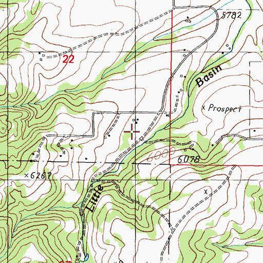 Topographic Map of Little Basin Creek Volunteer Fire Department, MT
