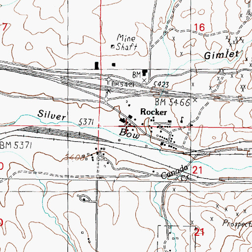 Topographic Map of Rocker Rural Volunteer Fire District, MT