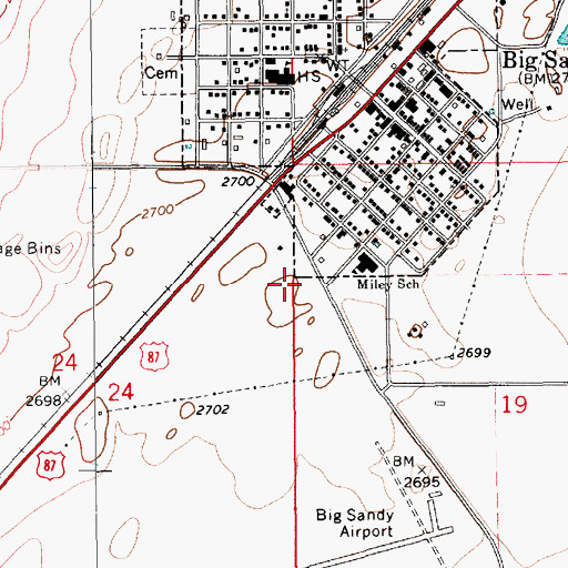 Topographic Map of Big Sandy Volunteer Fire Department and Ambulance Service, MT