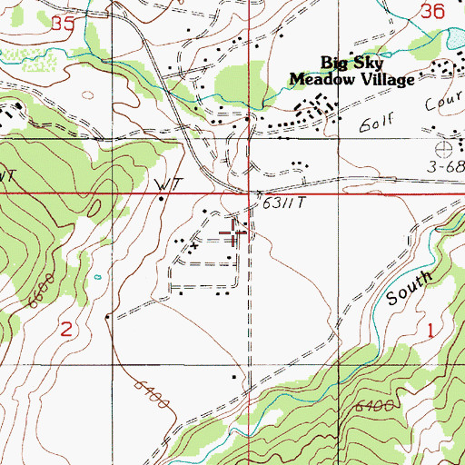 Topographic Map of Big Sky Fire Station 1, MT