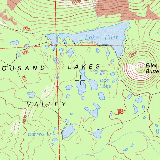 Topographic Map of Box Lake, CA