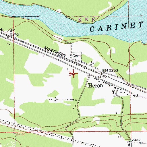 Topographic Map of Heron Rural Fire District, MT