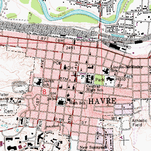 Topographic Map of Bear Paw Volunteer Fire Company Mobile Unit, MT