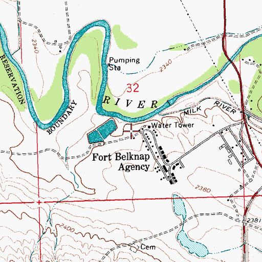 Topographic Map of Fort Belknap Volunteer Fire Department Agency Group, MT