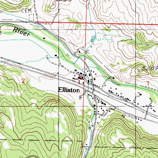 Topographic Map of Elliston Volunteer Fire Department, MT