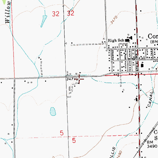 Topographic Map of Corvallis Fire District Station 1, MT