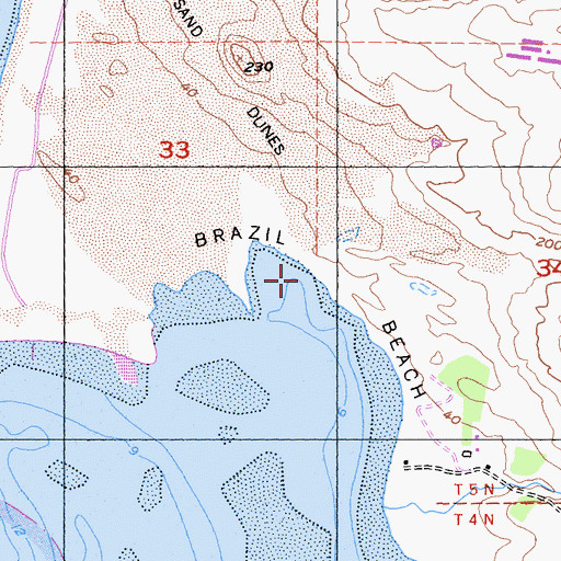 Topographic Map of Brazil Beach, CA