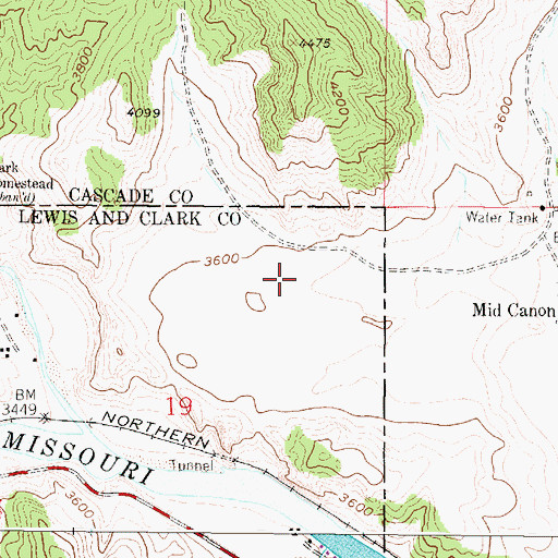 Topographic Map of Dearborn Volunteer Fire Company, MT