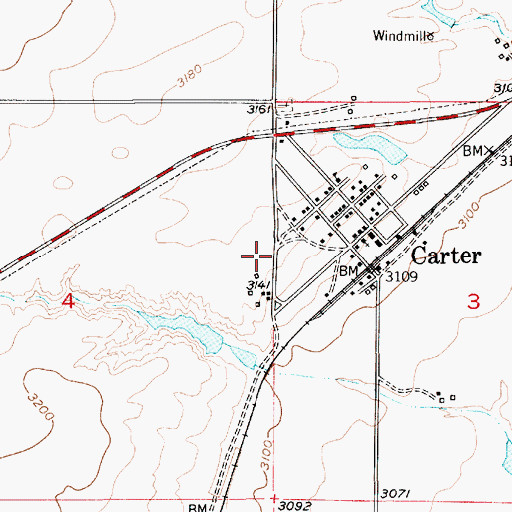 Topographic Map of Carter Volunteer Fire Company, MT