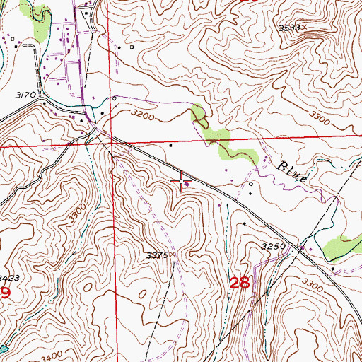 Topographic Map of Blue Creek Volunteer Fire Department, MT