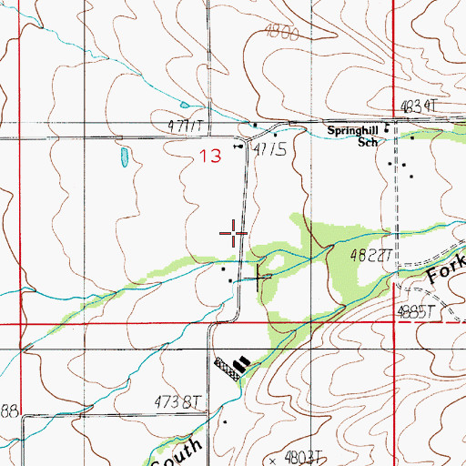 Topographic Map of Springhill Fire - Central Valley Fire Disctrict, MT